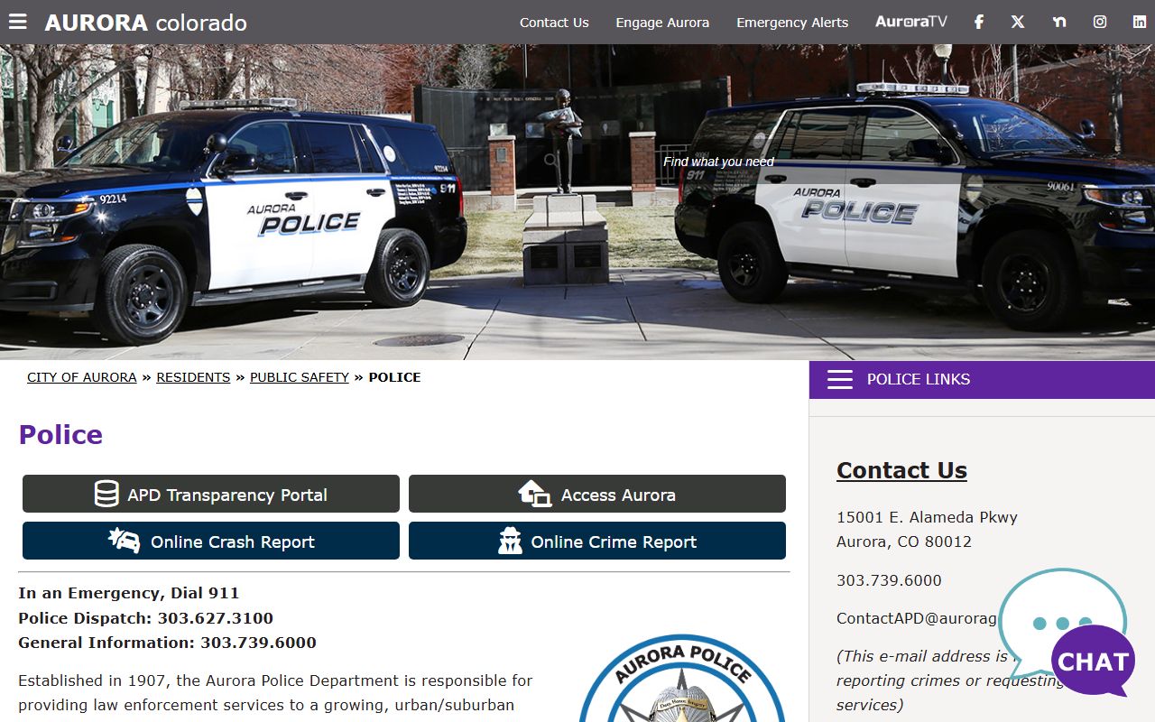 Aurora Police Department page for Aurora sex offender registry information