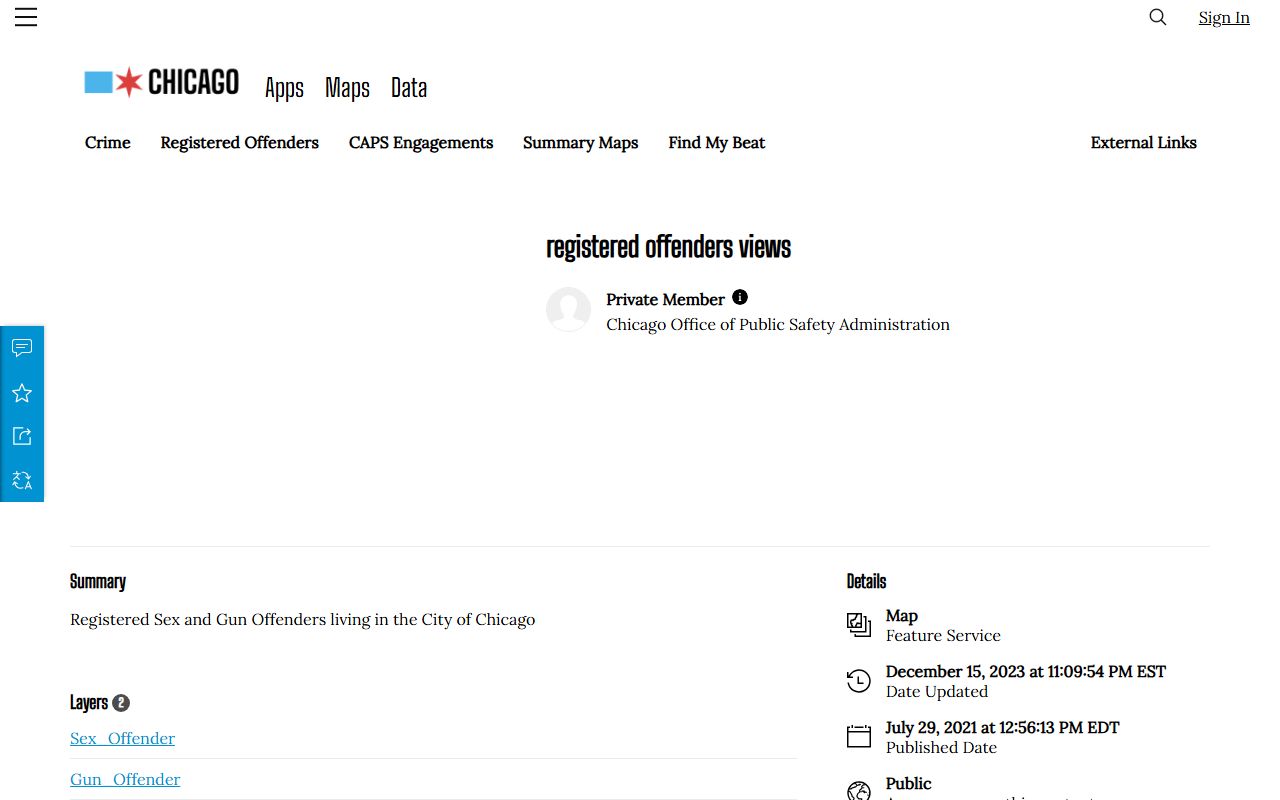 Chicago CLEARMAP sex offender locations map for Chicago sex offenders