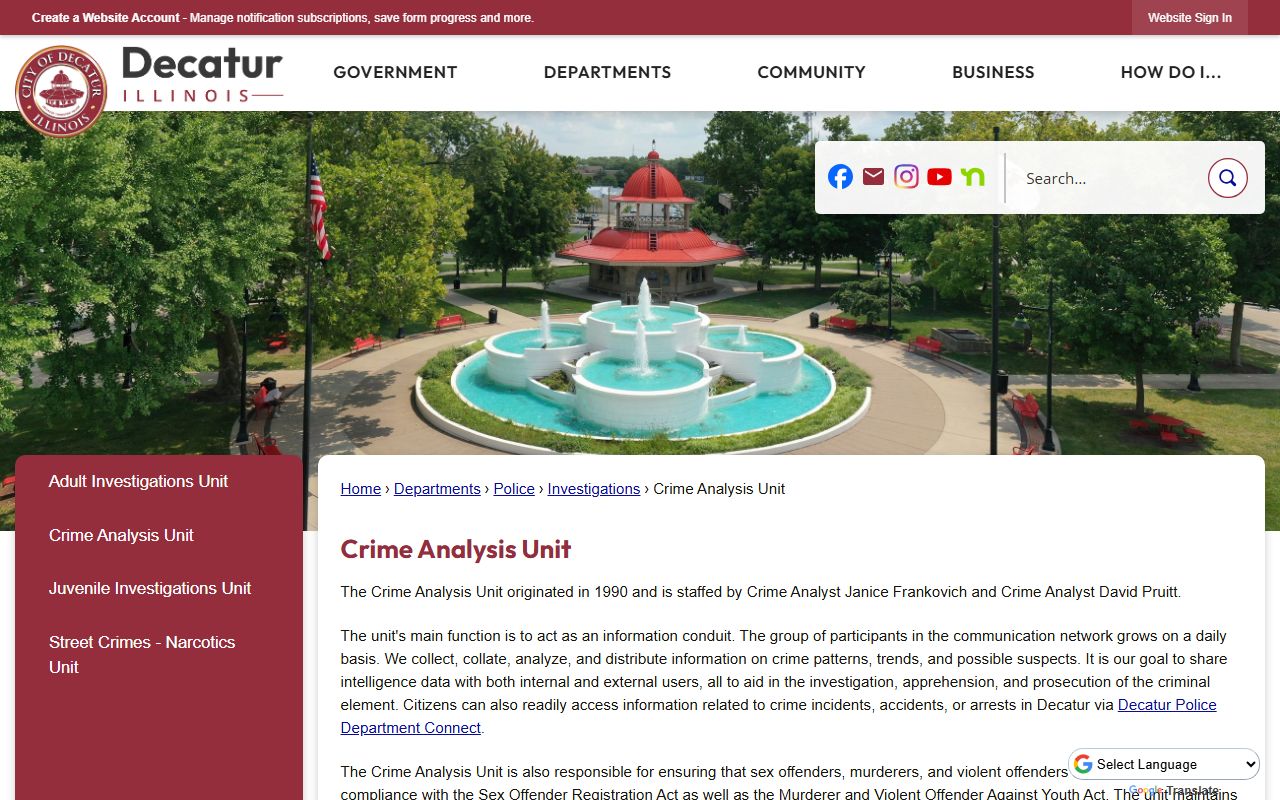 Decatur Crime Analysis Unit for Decatur sex offender compliance