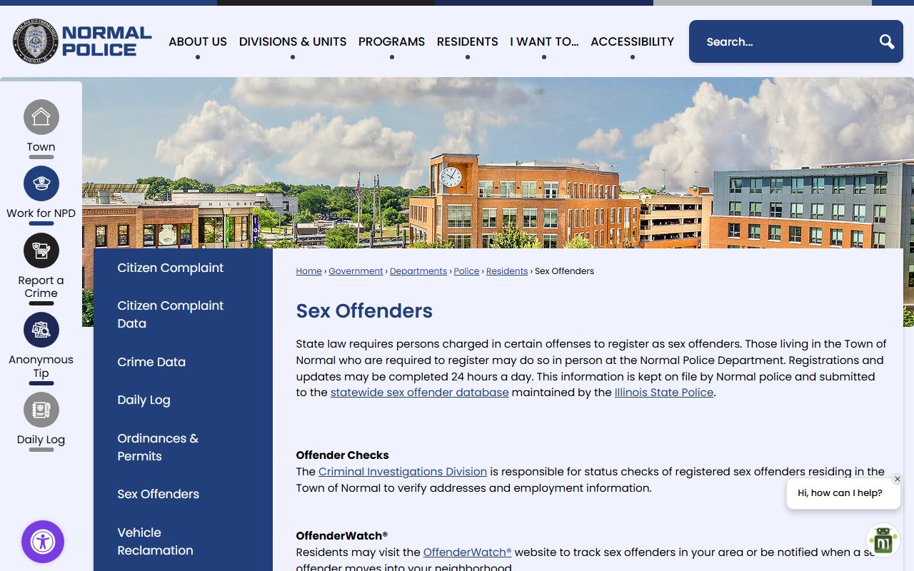 Normal Police sex offender page for Normal sex offenders