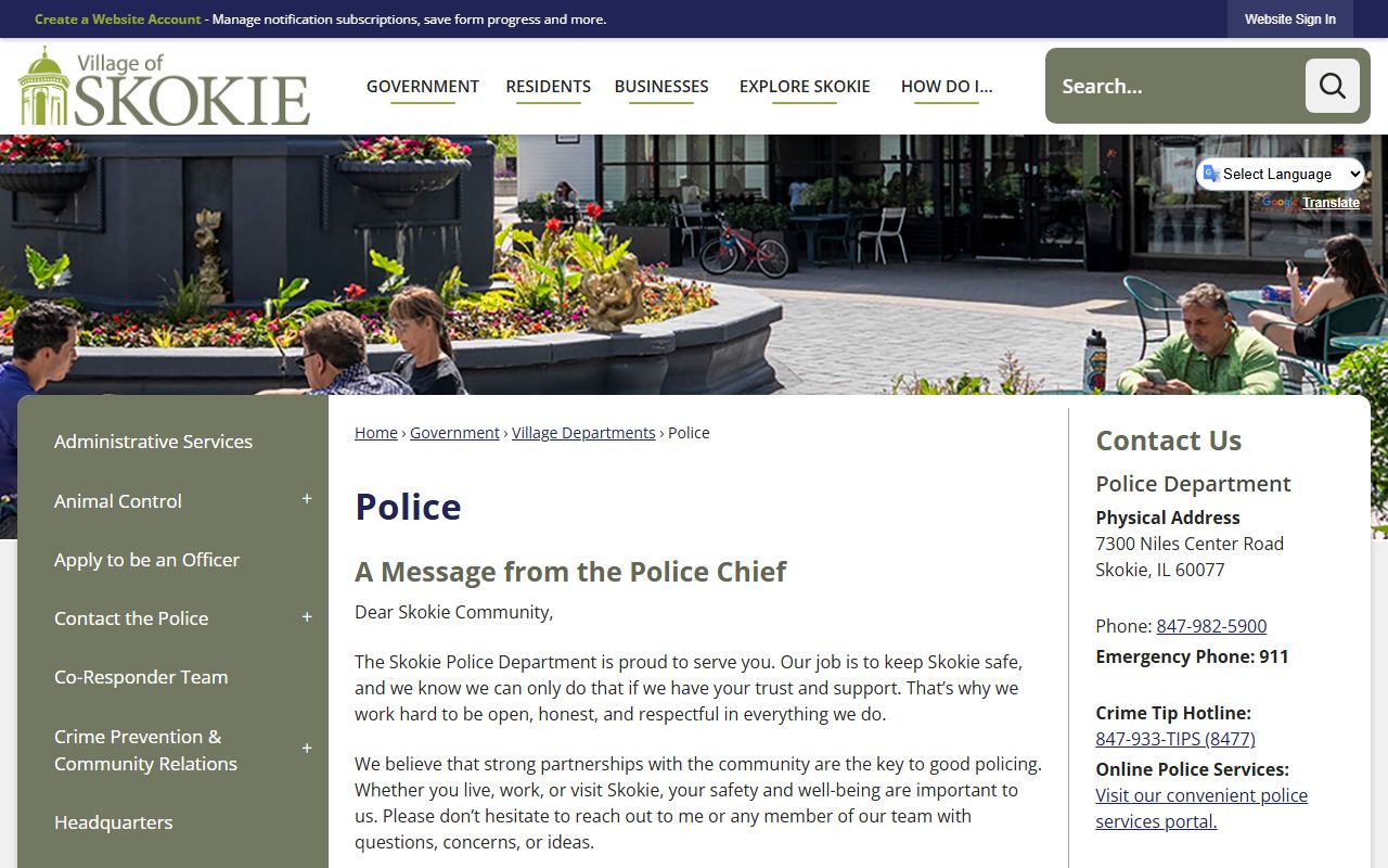 Skokie Police Department page for Skokie sex offender resources