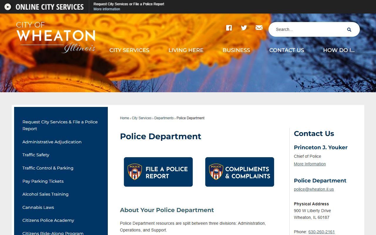 Wheaton Police Department homepage for Wheaton sex offender resources