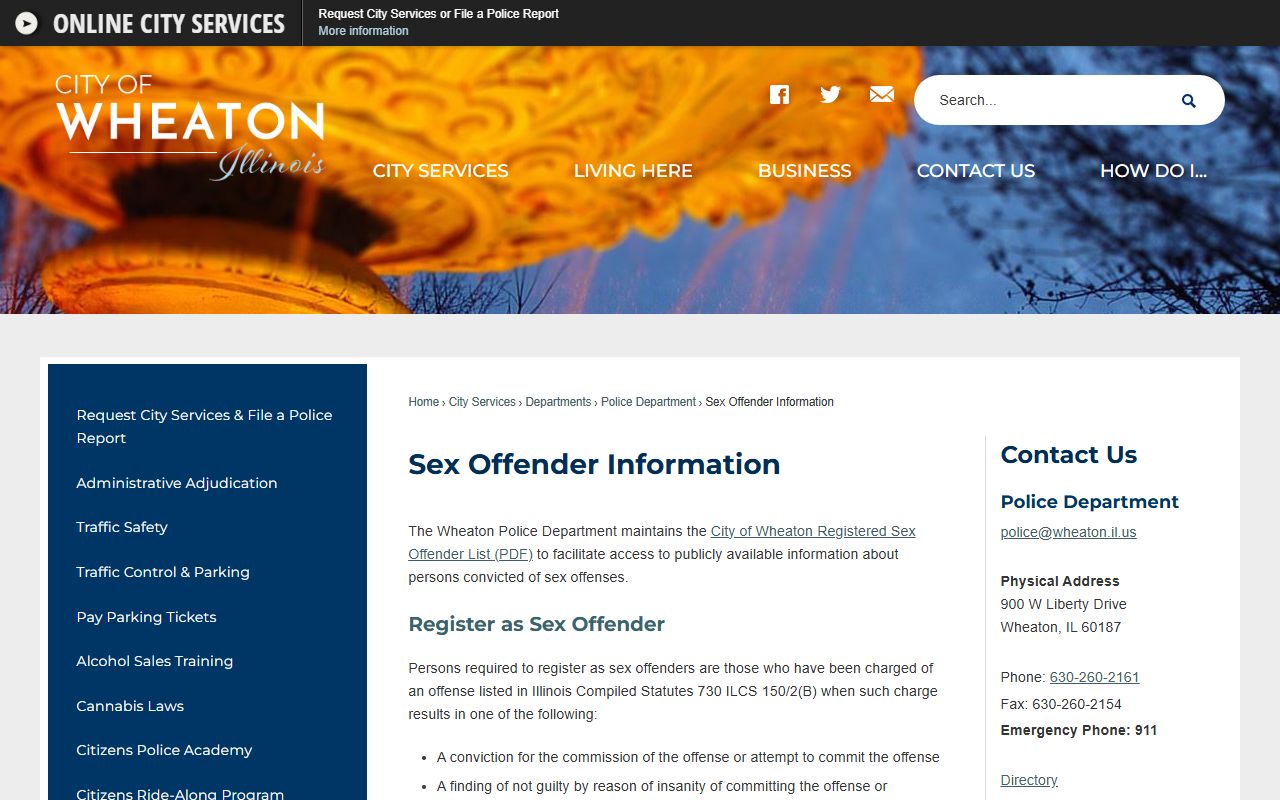 Wheaton Police sex offender information page for Wheaton sex offenders