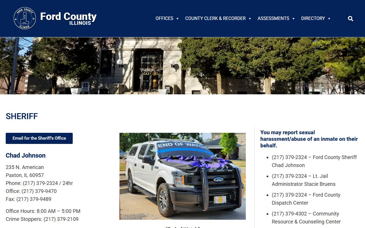 Ford County Sheriff sex offender registry page