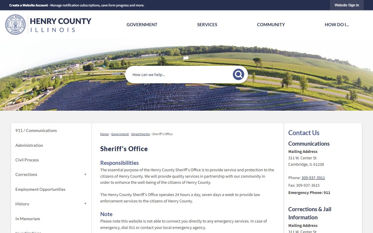 Henry County Sheriff's Office website with Henry County sex offender registry information