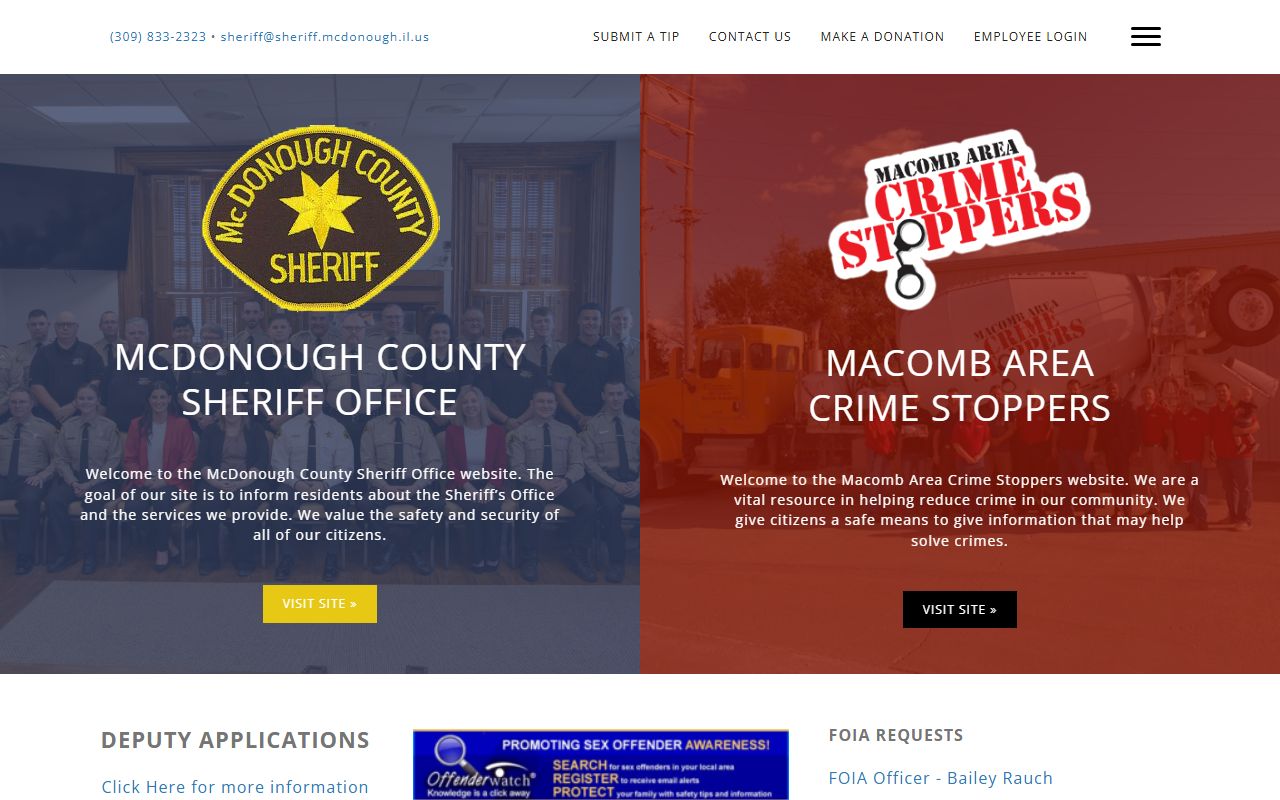 McDonough County Sheriff website for sex offender registry access
