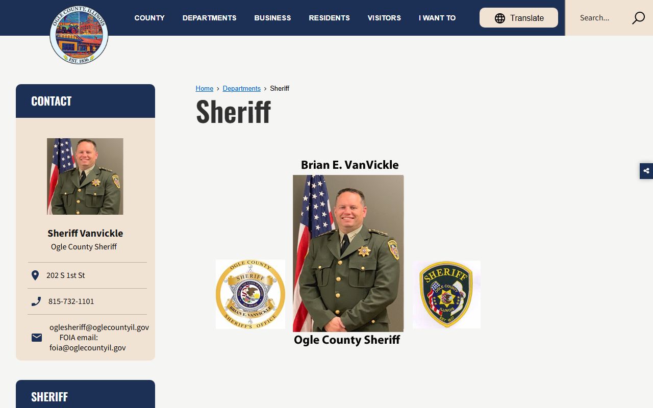 Ogle County Sheriff main page sex offender resources