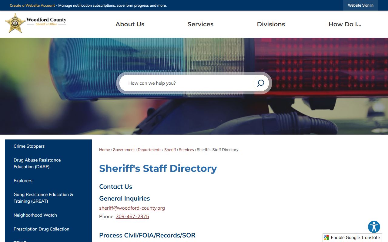 Woodford County Sheriff sex offender registry page