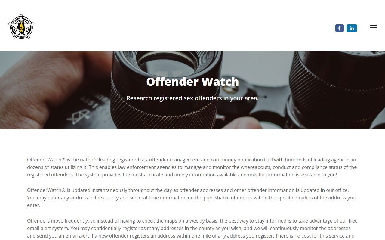 Illinois Sheriffs Association OffenderWatch sex offender search tool